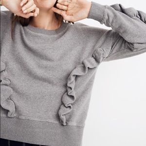 Madewell Gray Ruffle Sweatshirt
